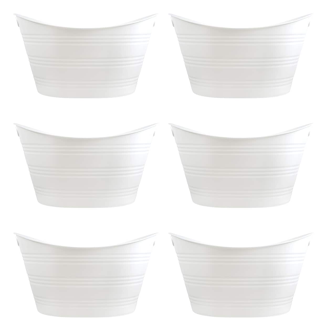 6 Pack: White Oval Plastic Tub by Celebrate It™
